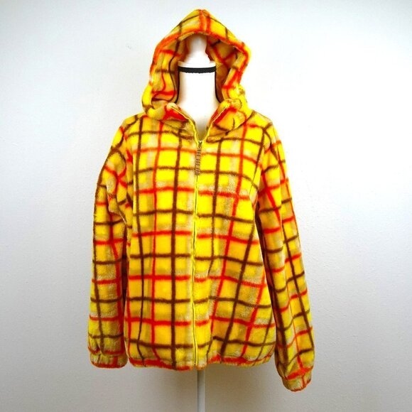 UGG Olympia Plaid Jacket Size S / M Yellow Oversized Hooded Unisex - Picture 1 of 12